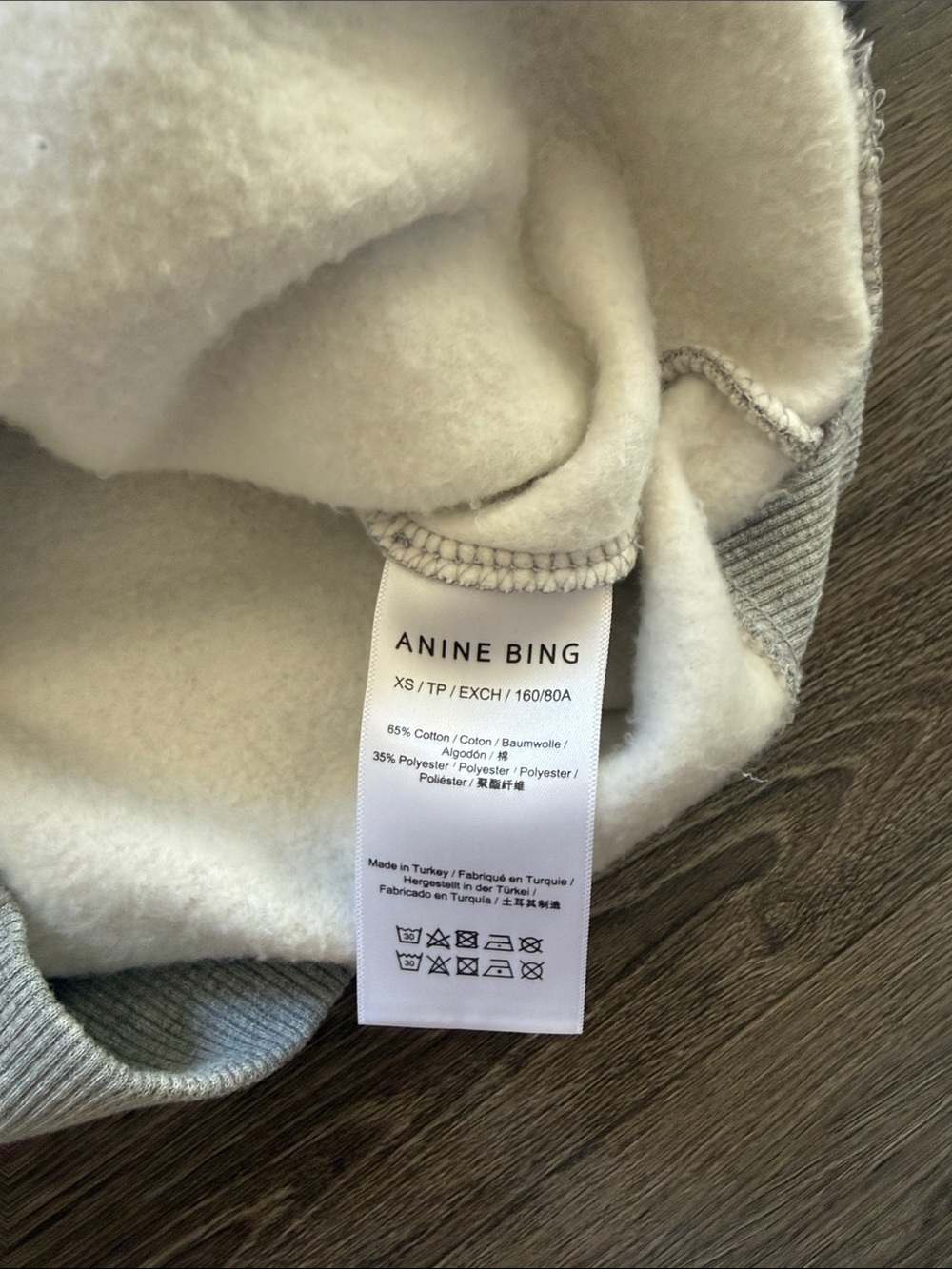 NWT Anine Bing Grey Spencer Sweatshirt with Navy Logo XS - Picture 4 of 6